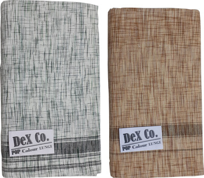 DeX Co. Self Design Brown, Green Lungi