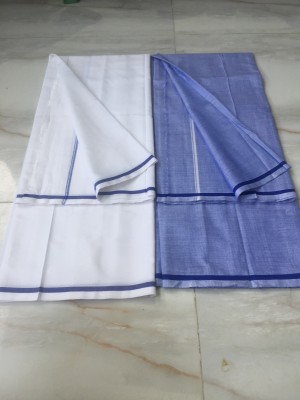 Queensider Solid White, Blue Lungi