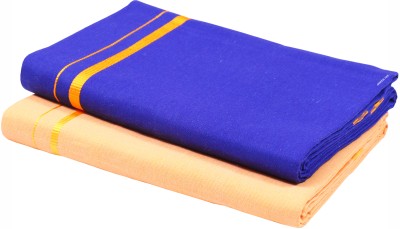 GREEN TEE Solid Beige, Dark Blue Lungi