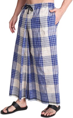 GOWRI TEX Checkered Blue, White Lungi