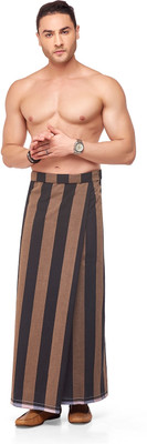 Zephyro Striped Brown, Black Lungi