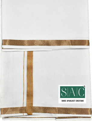 Shree shyam Handloom Solid, Striped White, Beige Lungi