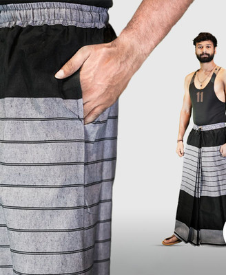 Pasandida Bunkar Product Self Design Black, Grey Lungi