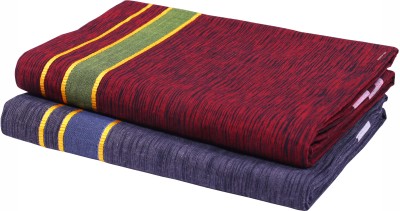 GREEN TEE Striped Maroon, Grey Lungi