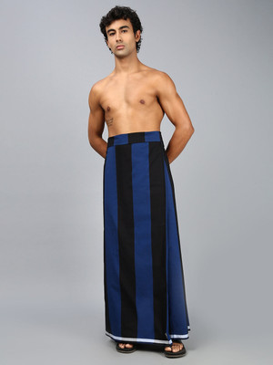 Zephyro Striped Blue, Black Lungi