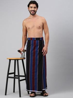 Zephyro Striped Black Lungi