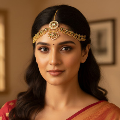 9nJewellers Brass Maang Tikka