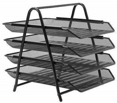 veni mall 4 Tier Metal Mesh File Tray A4 Documents Files Papers Letters folders Table Top Magazine Holder(Multicolor, Stainless Steel, DIY(Do-It-Yourself))