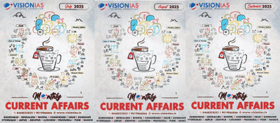 Vision IAS Current Affairs English July August and September 2025 B/W Set of 3 Magazines(Hindi)