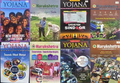 Yojana Kurukshetra English magazine May June July and August 2025 Pack of 8 Magazines(English)