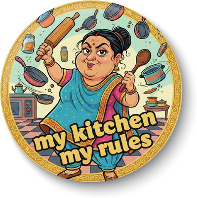 PEACOCKRIDE Indian MOM Kitchen Rules I My Kitchen My Rules I Fridge Magnet Pack of 1(Multicolor)