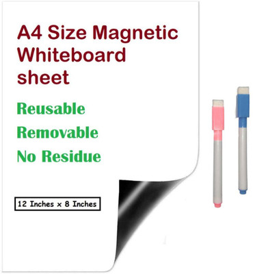 AweStuffs Magnetic Whiteboard Sheet with 2 Markers & Eraser [12 x 9 inches] Magnetic Note Pads Pack of 1(White)