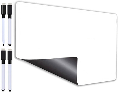 Quirkmall Magnetic 4 Markers & Eraser Whiteboard Sheet A3 [18 x 12 inches] Whiteboards and Duster Combos(White)