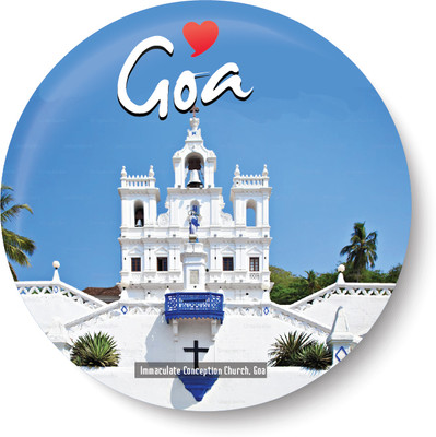 PEACOCKRIDE Love Goa I Immaculate Conception Curch I Goa Series I Souvenir I Travel I Fridge Magnet Pack of 1(Multicolor)