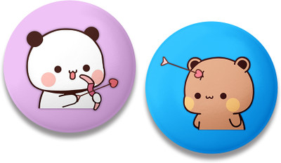 hubops Bubu Dudu Fridge Magnets 58mm Metal Back Fridge Magnet Pack of 2(Multicolor)