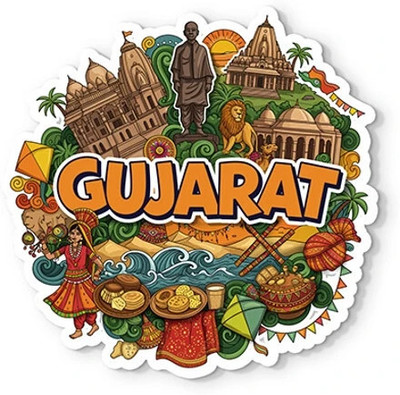 Gifteeng Gujrat 4mm Thick, Stylish Magnet for Fridge, Wardrobe & Metal Surfaces Fridge Magnet Pack of 1(Multicolor)