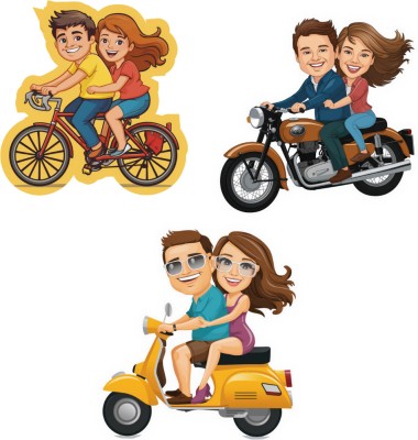 Thewallofdreams Cute Couples on Wheels Fridge Magnet Pack of 1(Multicolor)