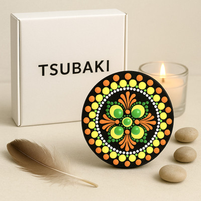 Tsubaki Handmade Mandala Dot Art Fridge Magnet, 3 Inch Dia 2.5 MM Thick Fridge Magnet Pack of 1(Multicolor)