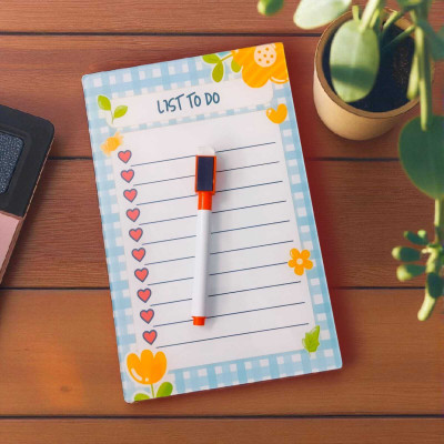 konst acrylic notepad magnet List To Do with Black magnetic marker Fridge Magnet, Magnetic Note Pads, Multipurpose Office Magnets Pack of 1(Blue)