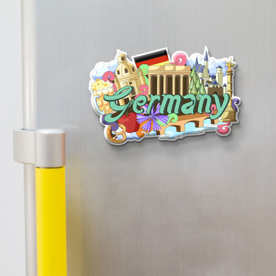 PRINTSY GALLERY Germany Country Theme Souvenir Wooden Refrigerator Stylish Fridge Magnet Fridge Magnet Pack of 1(Multicolor)