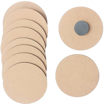 Maitri Set of 10 (2.5 Inch) Round Shape Plain MDF Shaped Magnets with Magnet Door Magnet, Fridge Magnet, Multipurpose Office Magnets Pack of 10(Brown)