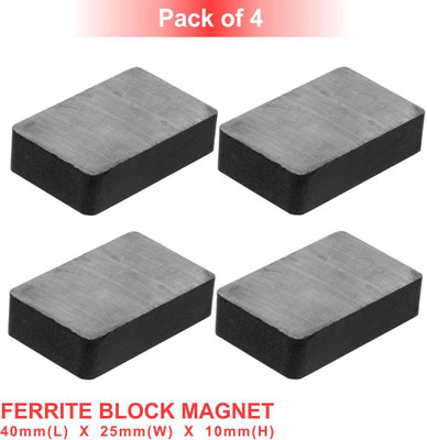 Scienticy Powerful Ferrite Block / Bar / Rectangular Magnet- 40mm X 25mm X 10mm Multipurpose Office Magnets Pack of 4(Black)