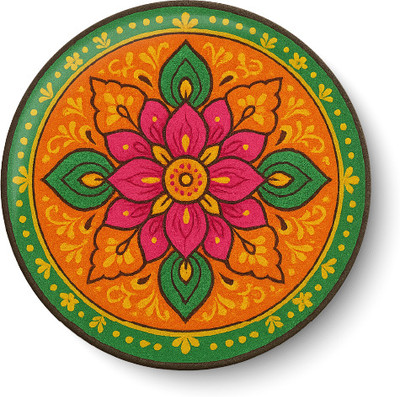 PEACOCKRIDE Flower Rangoli I Rangoli I Fridge Magnet Pack of 1(Multicolor)