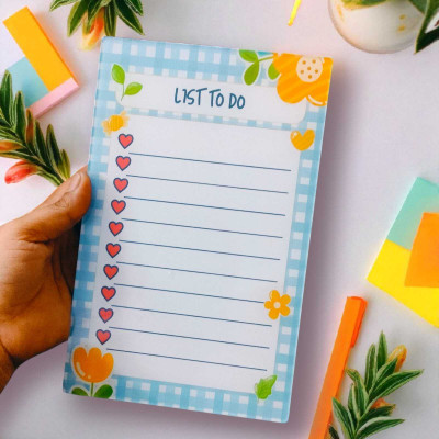 konst List To Do Acrylic Notepad Magnet - Length 5.5 Inch And Height 8.5 Inches Magnetic Note Pads, Fridge Magnet, Kitchen Organiser Magnet Pack of 1(White, Blue)