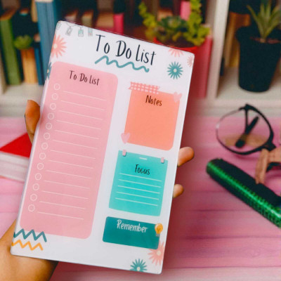 konst To Do List Acrylic Notepad Magnet - Length 5.5 Inch And Height 8.5 Inches Magnetic Note Pads, Fridge Magnet, Kitchen Organiser Magnet Pack of 1(White, Green)