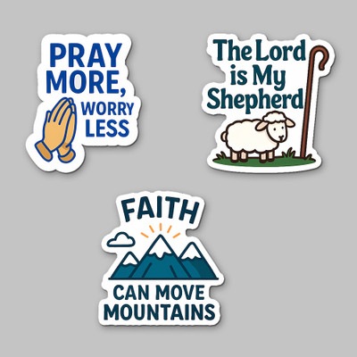 Five Kraft Bible Verse Acrylic 4x3 Inch Pray More, Worry Less & Lord Shepherd Fridge Magnet Pack of 3(Multicolor)