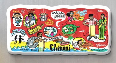 Printsy Chennai Fridge Magnet Pack of 1(Multicolor)