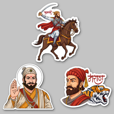 Five Kraft Shivaji Maharaj Acrylic 4x3 Inch Chhatrapati Decorative Gift Fridge Magnet Pack of 3(Multicolor)