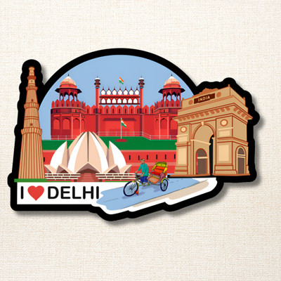 Phirki Studio I Love DELHI Fridge Magnets for Home, Kitchen & Office Decoration Fridge Magnet Pack of 1(Multicolor)