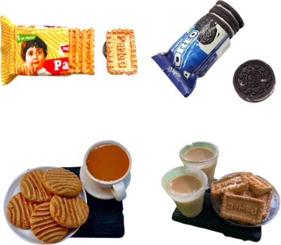 Giftinguru Biscuit Delight Fridge Magnet: Parle Ji, Oreo, Good Day, Chai Biscuit Fridge Magnet Pack of 4