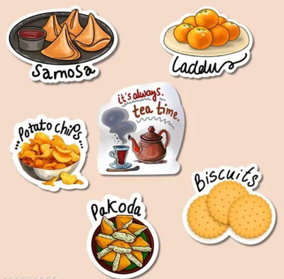 Raptech Fridge Magnets Refrigerator Cute Designs for Home, Kitchen and Office (Samosa) Fridge Magnet Pack of 6(Multicolor)