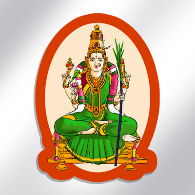 Doodle Monk Kadhambam Kamakshi Fridge Magnets for Refrigerator | Print on Wood Fridge Magnet Pack of 1(Multicolor)