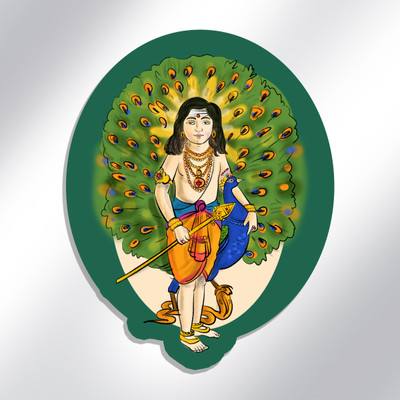 Doodle Monk Kadhambam MURUGAN Fridge Magnets for Refrigerator | Print on Wood Fridge Magnet Pack of 1(Multicolor)