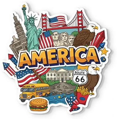 Gifteeng America 4mm Thick, Stylish Magnet for Fridge, Wardrobe & Metal Surfaces Fridge Magnet Pack of 1(Multicolor)