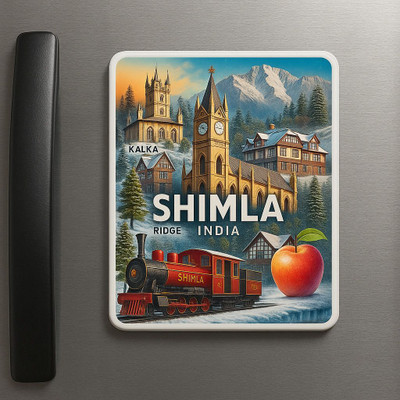 PRINTSY GALLERY Shimla Theme Souvenir Wooden Fridge Magnet for Refrigerator Fridge Magnet Pack of 1(Multicolor)
