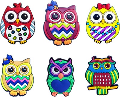 SHIVEXIM 3D Cute Cartoon Owl Soft Rubber PVC Silicon Fridge Magnets Door Magnet, Fridge Magnet, Multipurpose Office Magnets Pack of 6(Multicolor)