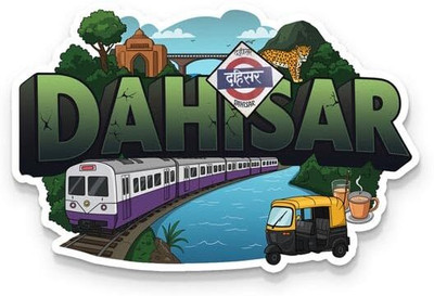 Gifteeng Dahisar Station - 3.5 Inch Acrylic | Mumbai Local | Waterproof & Fungus-Proof Fridge Magnet Pack of 1(Multicolor)