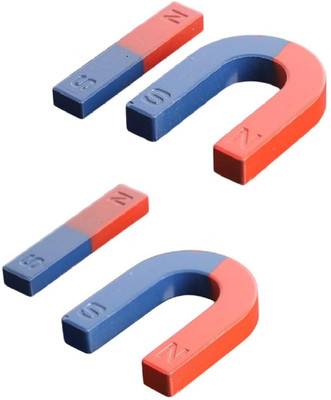 KRYTONE 4 pcs 2 bar-shape 2 U-shape Magnet Game Kit for Kids for Projects Multipurpose Office Magnets Pack of 1(Blue, Red)
