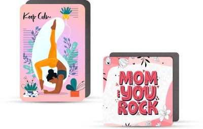 ULTRA 3D Lenticular | Set of 2 | Best Mom Pink & Yoga Theme for Kids & Friends Fridge Magnet Pack of 2(Multicolor)