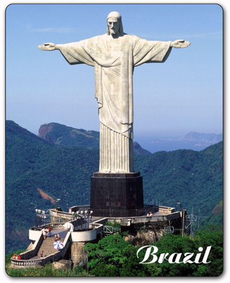 Creative Next Brazil Tourism Souvenir Wooden Fridge Magnet Fridge Magnet Pack of 1(Multicolor)