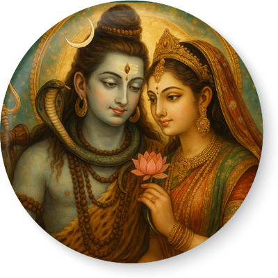 PEACOCKRIDE Lord Shivan Parvathi I Shiva Parvati I Fridge Magnet Pack of 1(Multicolor)