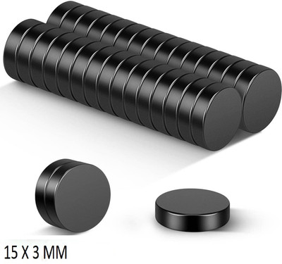 KRYTONE 50 Piece Round Disc Small Button Magnets Set (15 X 3 mm) Use as Door Magnet, Fridge Magnet, Kitchen Organiser Magnet, Multipurpose Office Magnets Pack of 50(Black)