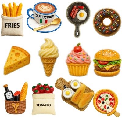 Kishu Craft Cute Food Fridge Magnets Strong Magnetic Decorative Kitchen Magnets. Fridge Magnet Pack of 12(Multicolor)