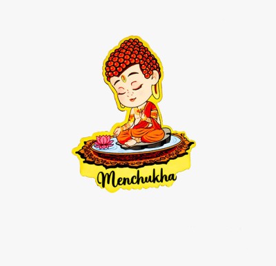 StarLaser Menchukha Wooden Buddha Fridge Magnet for Refrigerator Whiteboard, Kitchen Fridge Magnet Pack of 1(Multicolor)