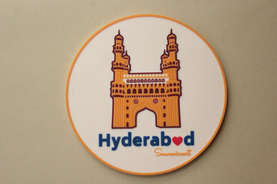 Souvenircart Charminar Circular Magnet Fridge Magnet Pack of 1(Beige)