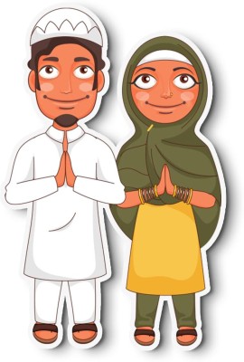 Gifteeng Muslim Indian Couple Fridge Magnet Set 3 Inch Unique Gift & Souvenir Fridge Magnet Pack of 1(Multicolor)